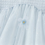 Dave&Bella Toddler Girls Elegant Sky Blue Long Sleeve Princess Birthday Mesh Dress