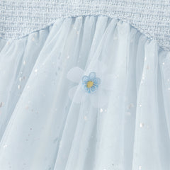 Dave&Bella Toddler Girls Elegant Sky Blue Long Sleeve Princess Birthday Mesh Dress