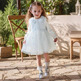 Dave&Bella Toddler Girls Elegant Sky Blue Long Sleeve Princess Birthday Mesh Dress