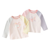 Dave&Bella Toddler Girls Pink Cute Print Lightweight Cotton Long Sleeve T-shirts