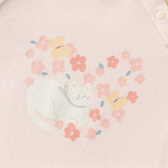 Dave&Bella Toddler Girls Pink Cute Print Lightweight Cotton Long Sleeve T-shirts