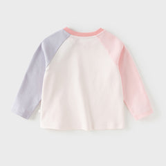 Dave&Bella Toddler Girls Pink Cute Print Lightweight Cotton Long Sleeve T-shirts