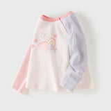 Dave&Bella Toddler Girls Pink Cute Print Lightweight Cotton Long Sleeve T-shirts
