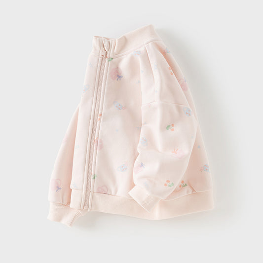 Dave&Bella Toddler Girls Playful Cherry Pint Light Pink Turtle Jackets