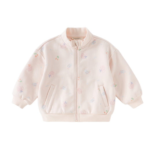 Dave&Bella Toddler Girls Playful Cherry Pint Light Pink Turtle Jackets