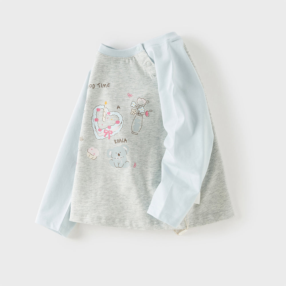 Dave&Bella Toddler Girls Cute Light Blue Breathable Cotton T-shirt Tops