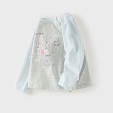 Dave&Bella Toddler Girls Cute Light Blue Breathable Cotton T-shirt Tops