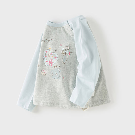 Dave&Bella Toddler Girls Cute Light Blue Breathable Cotton T-shirt Tops