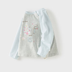 Dave&Bella Toddler Girls Cute Light Blue Breathable Cotton T-shirt Tops