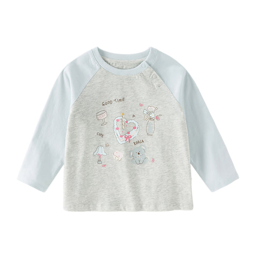 Dave&Bella Toddler Girls Cute Light Blue Breathable Cotton T-shirt Tops