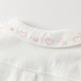 Dave&Bella Toddler Girls White Doll Collar Long Sleeve Breathable Cotton Shirts