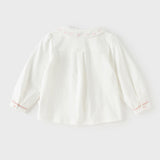 Dave&Bella Toddler Girls White Doll Collar Long Sleeve Breathable Cotton Shirts