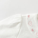 Dave&Bella Toddler Girls White Doll Collar Long Sleeve Breathable Cotton Shirts