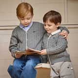 Dave&Bella Kids Boys Grey/Beige Breathable Cotton Sweater Cardigans