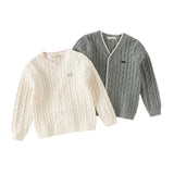 Dave&Bella Kids Boys Grey/Beige Breathable Cotton Sweater Cardigans