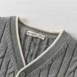 Dave&Bella Kids Boys Grey/Beige Breathable Cotton Sweater Cardigans