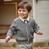 Dave&Bella Kids Boys Grey/Beige Breathable Cotton Sweater Cardigans