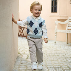 Dave&Bella Toddler Boys Casual Grey Straight-leg Wide Pants