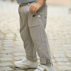 Dave&Bella Toddler Boys Casual Grey Straight-leg Wide Pants