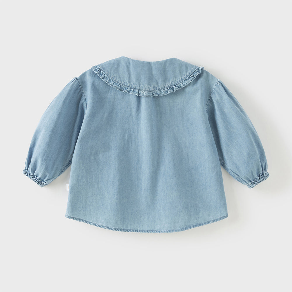 Dave&Bella Toddler Girls Fashion Denim Blue Comfortable Cotton Denim Shirt Tops