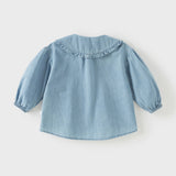 Dave&Bella Toddler Girls Fashion Denim Blue Comfortable Cotton Denim Shirt Tops