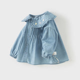 Dave&Bella Toddler Girls Fashion Denim Blue Comfortable Cotton Denim Shirt Tops