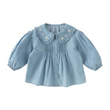 Dave&Bella Toddler Girls Fashion Denim Blue Comfortable Cotton Denim Shirt Tops