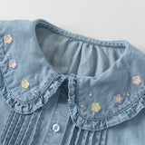 Dave&Bella Toddler Girls Fashion Denim Blue Comfortable Cotton Denim Shirt Tops