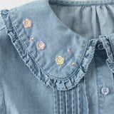 Dave&Bella Toddler Girls Fashion Denim Blue Comfortable Cotton Denim Shirt Tops