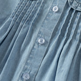 Dave&Bella Toddler Girls Fashion Denim Blue Comfortable Cotton Denim Shirt Tops