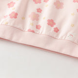 Dave&Bella Toddler Girls Pink Charming Flower Print Round Collar Sweatshirts