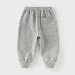 Dave&Bella Toddler Boys Grey/Khaki Cute Animal-shaped Drawstring Loose Pants