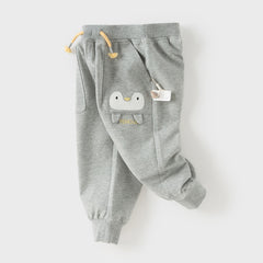 Dave&Bella Toddler Boys Grey/Khaki Cute Animal-shaped Drawstring Loose Pants