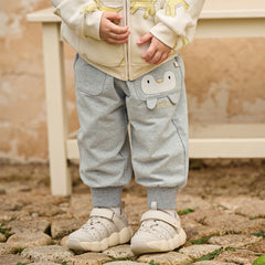Dave&Bella Toddler Boys Grey/Khaki Cute Animal-shaped Drawstring Loose Pants