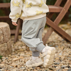 Dave&Bella Toddler Boys Grey/Khaki Cute Animal-shaped Drawstring Loose Pants