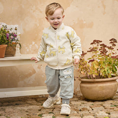 Dave&Bella Toddler Boys Grey/Khaki Cute Animal-shaped Drawstring Loose Pants