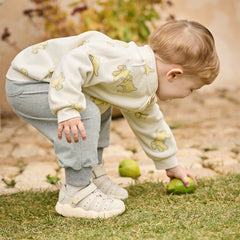 Dave&Bella Toddler Boys Grey/Khaki Cute Animal-shaped Drawstring Loose Pants