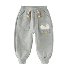 Dave&Bella Toddler Boys Grey/Khaki Cute Animal-shaped Drawstring Loose Pants