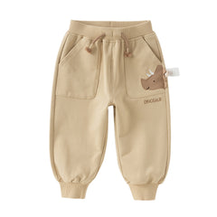Dave&Bella Toddler Boys Grey/Khaki Cute Animal-shaped Drawstring Loose Pants