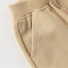 Dave&Bella Toddler Boys Grey/Khaki Cute Animal-shaped Drawstring Loose Pants