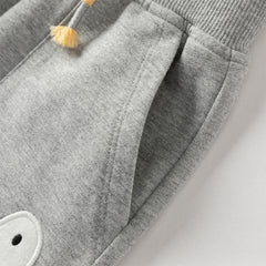 Dave&Bella Toddler Boys Grey/Khaki Cute Animal-shaped Drawstring Loose Pants