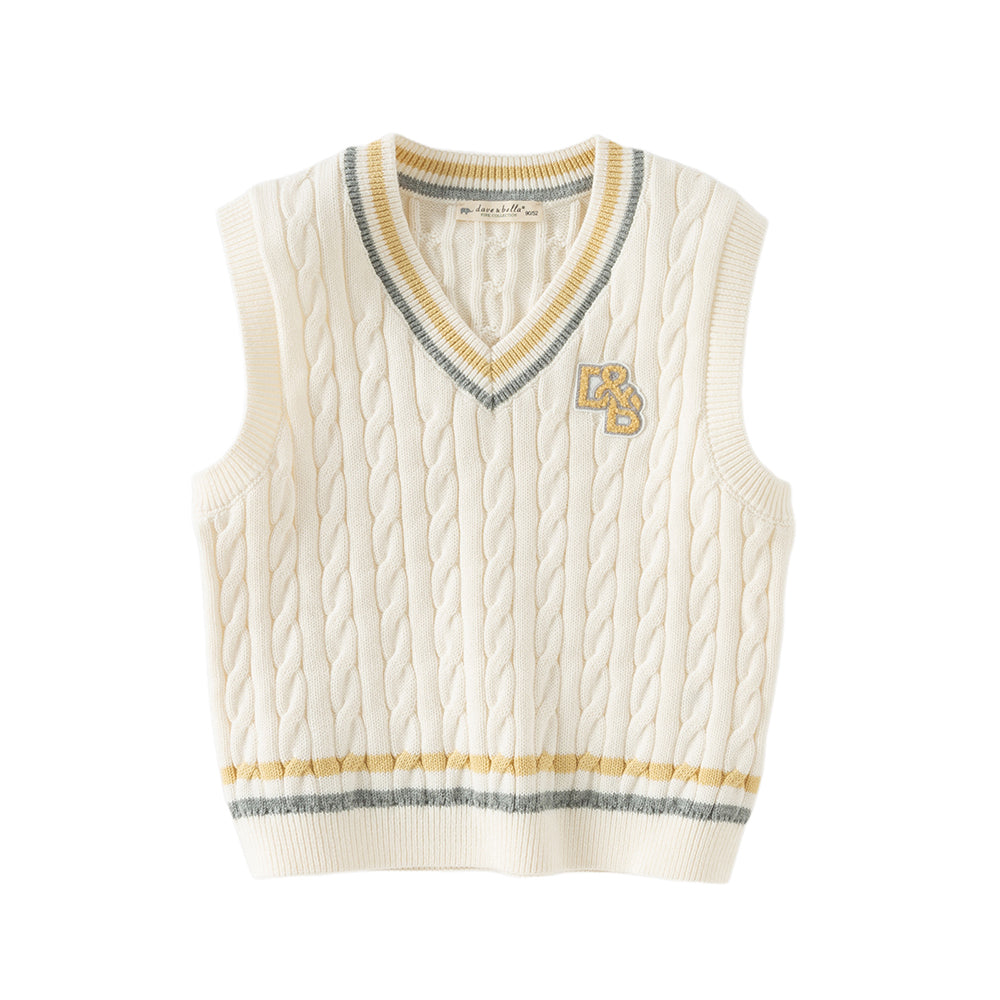 Dave&Bella Toddler Boys Beige/Grey Sleeveless Comfortable Cotton Tank Tops