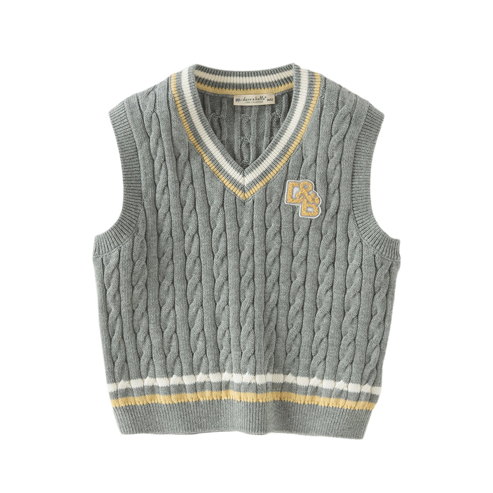 Dave&Bella Toddler Boys Beige/Grey Sleeveless Comfortable Cotton Tank Tops