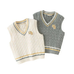 Dave&Bella Toddler Boys Beige/Grey Sleeveless Comfortable Cotton Tank Tops