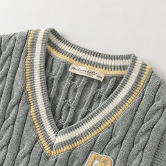 Dave&Bella Toddler Boys Beige/Grey Sleeveless Comfortable Cotton Tank Tops