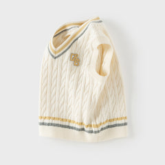 Dave&Bella Toddler Boys Beige/Grey Sleeveless Comfortable Cotton Tank Tops