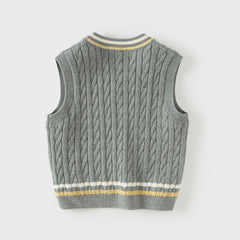 Dave&Bella Toddler Boys Beige/Grey Sleeveless Comfortable Cotton Tank Tops