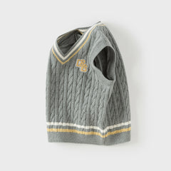 Dave&Bella Toddler Boys Beige/Grey Sleeveless Comfortable Cotton Tank Tops