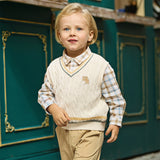 Dave&Bella Toddler Boys Beige/Grey Sleeveless Comfortable Cotton Tank Tops