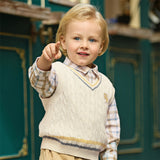 Dave&Bella Toddler Boys Beige/Grey Sleeveless Comfortable Cotton Tank Tops